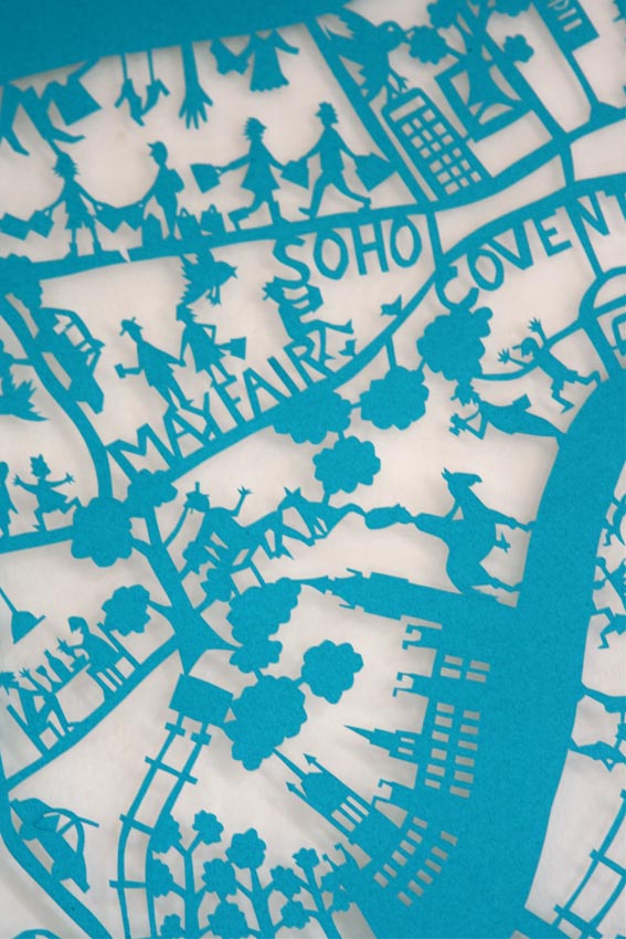 Paper cut London map