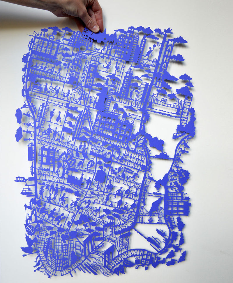 New York City Paper Cut Map Blue