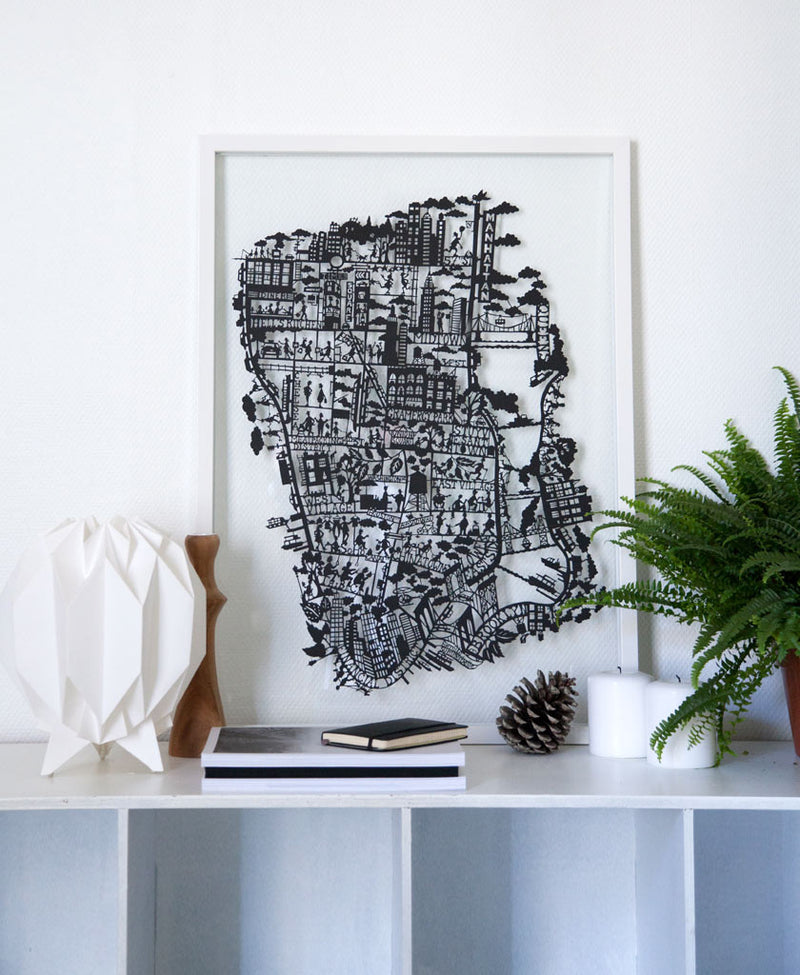 New York City Paper Cut Map Black
