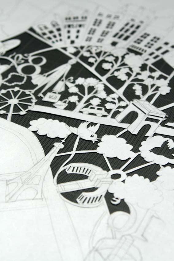Paper cut Paris map