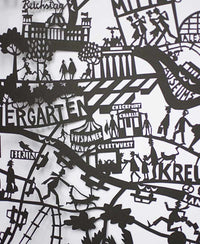 Berlin Paper Cut Map Detail Black