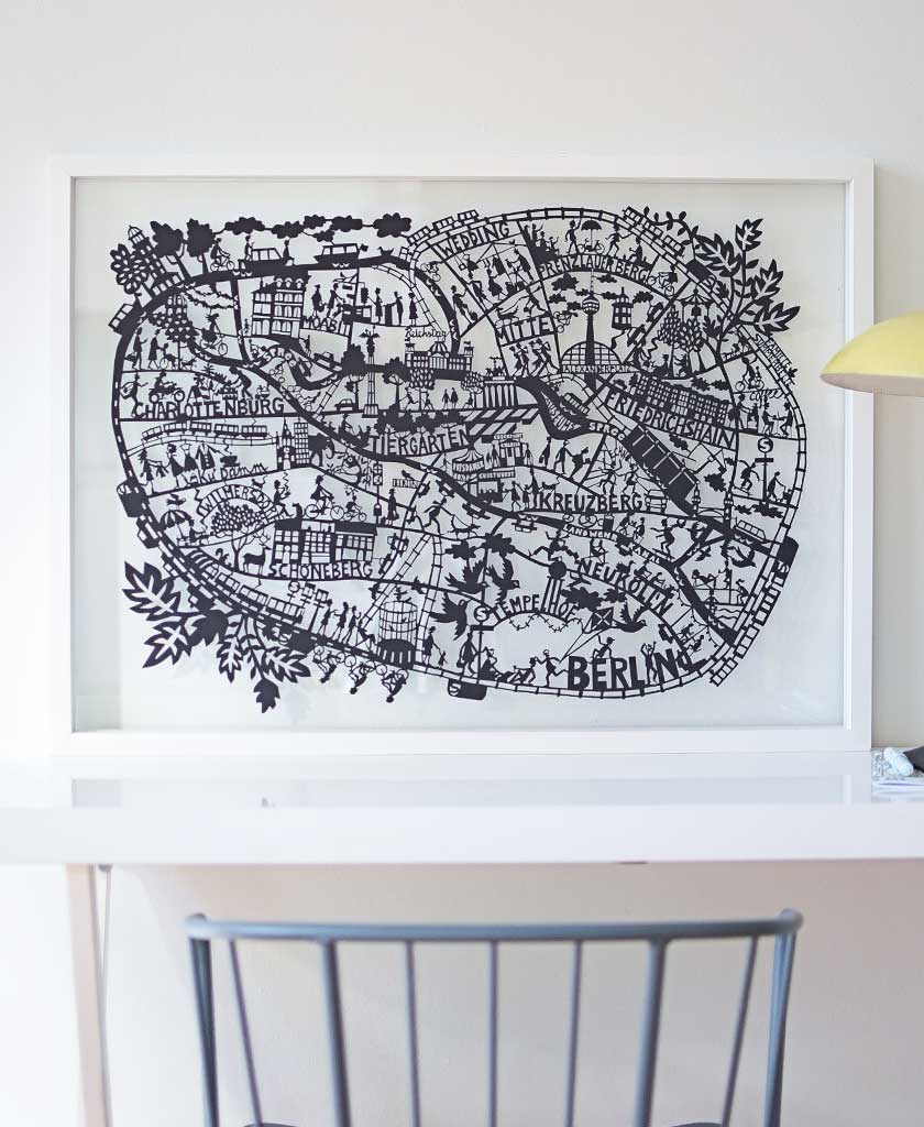 Berlin Paper Cut Map Black