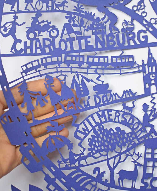 Berlin Paper Cut Map Detail Blue