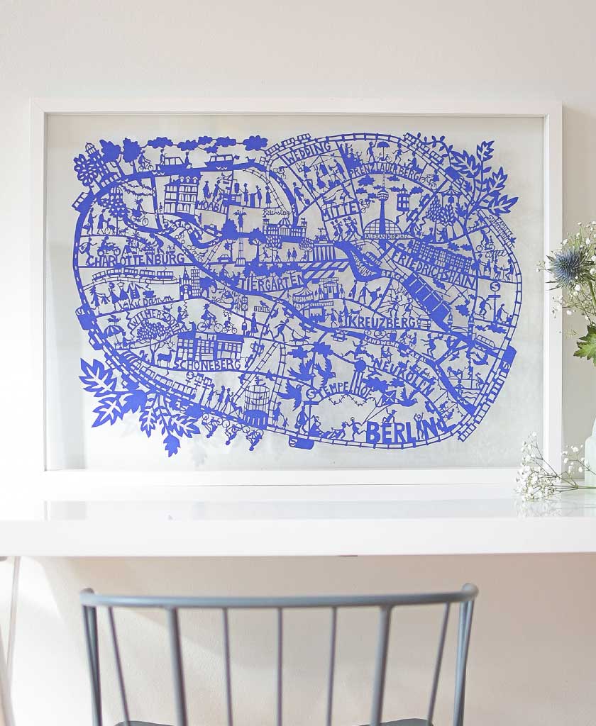 Berlin Paper Cut Map Blue