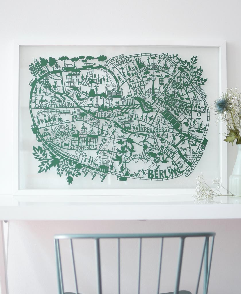 Berlin Paper Cut Map Green