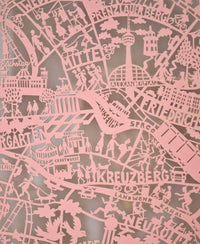 Berlin Paper Cut Map Detail Pink