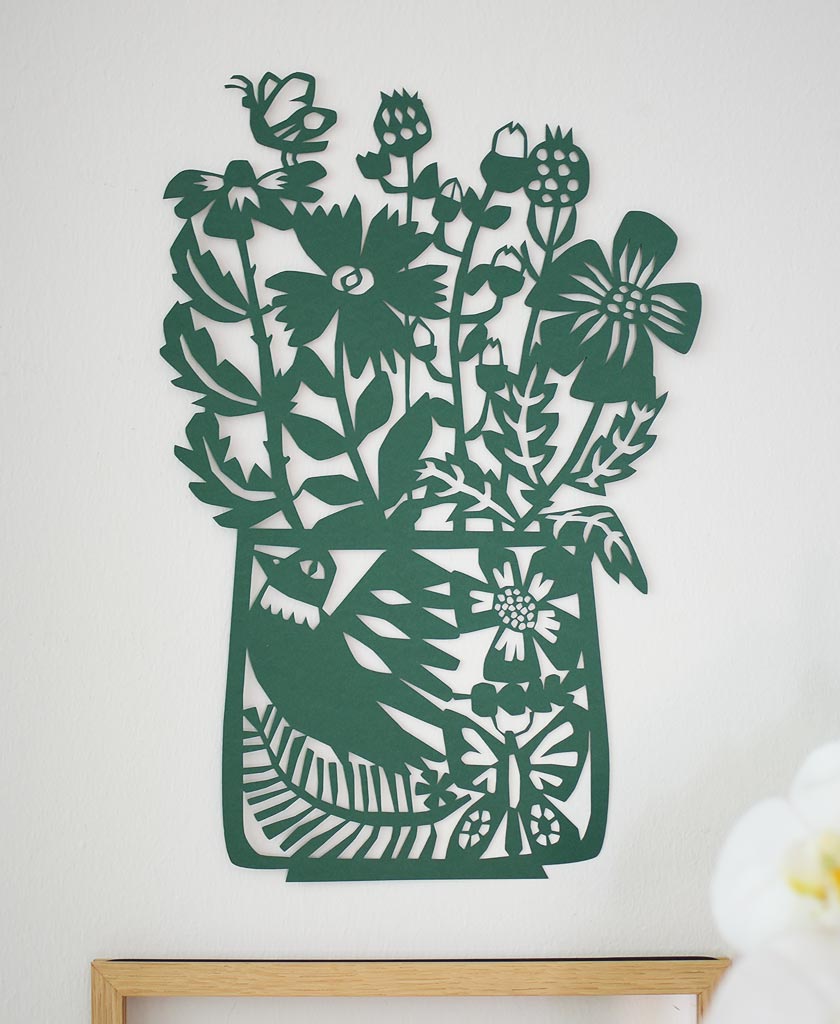 L'Envolée celebrates the return of Spring and brings a little piece of nature in your home! This is a laser cut created from the intricate original paper cut designed by Julie Marabelle.