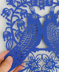 Blue Birds Kiss Paper Cut