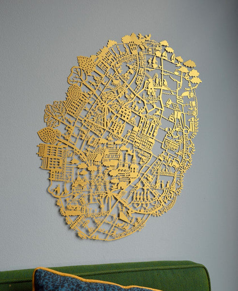 Copenhagen Paper Cut Map Limited Edition Gold