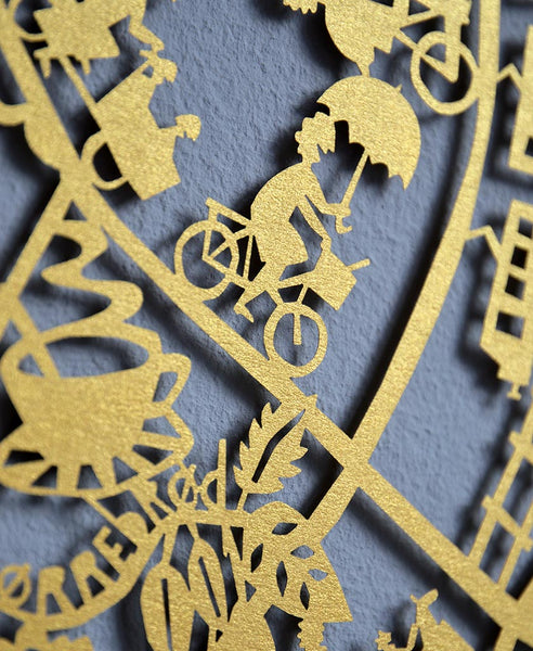 Copenhagen Paper Cut Map Detail Bike Gold