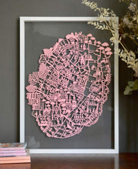 Copenhagen Paper Cut Map Pink