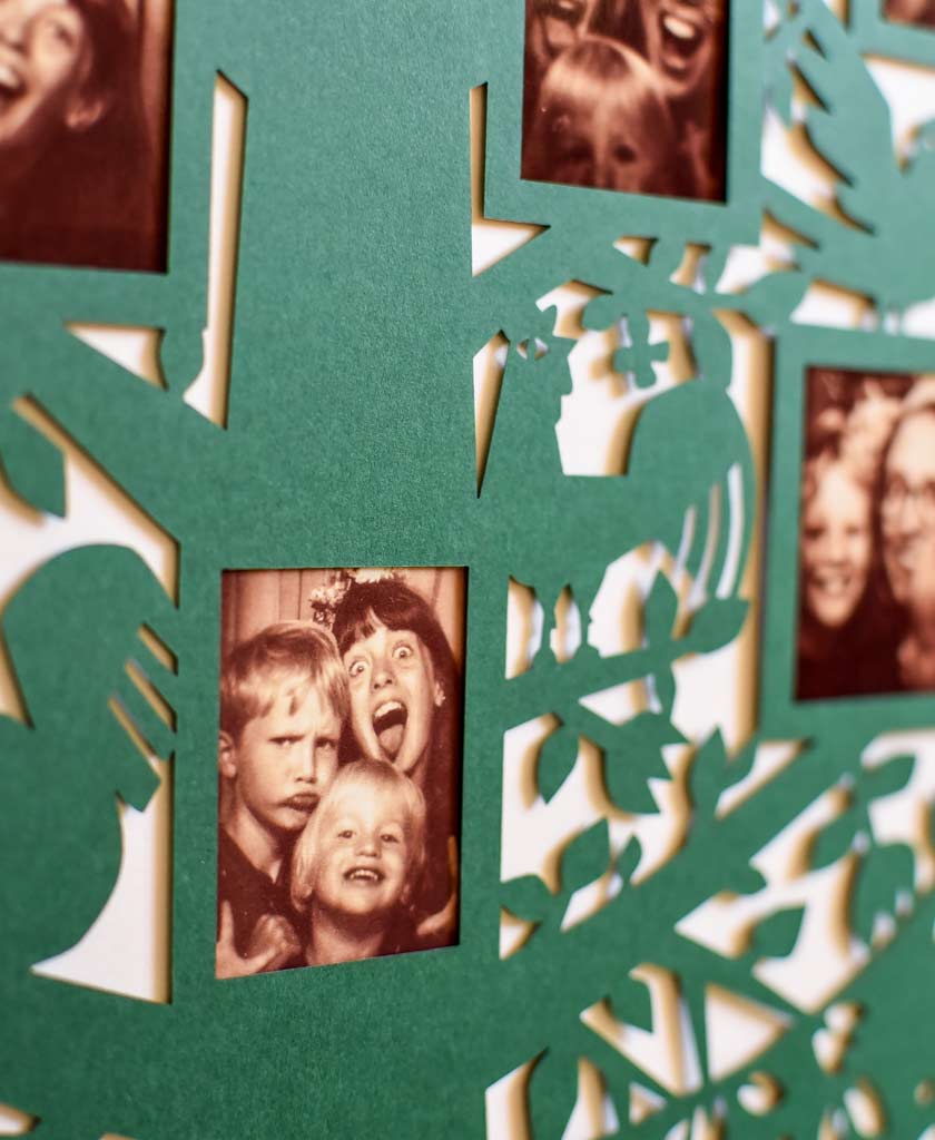 Green Paper Cut Family Tree Close Up
