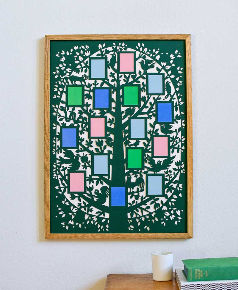 Green Paper Cut Family Tree