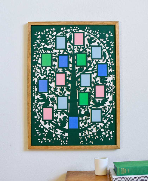 Green Paper Cut Family Tree