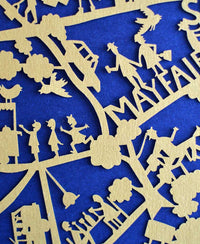 London Souvenir Paper Cut Map Detail Gold