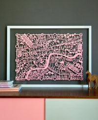 London Paper Cut Map Pink