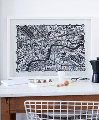 London Paper Cut Map Black