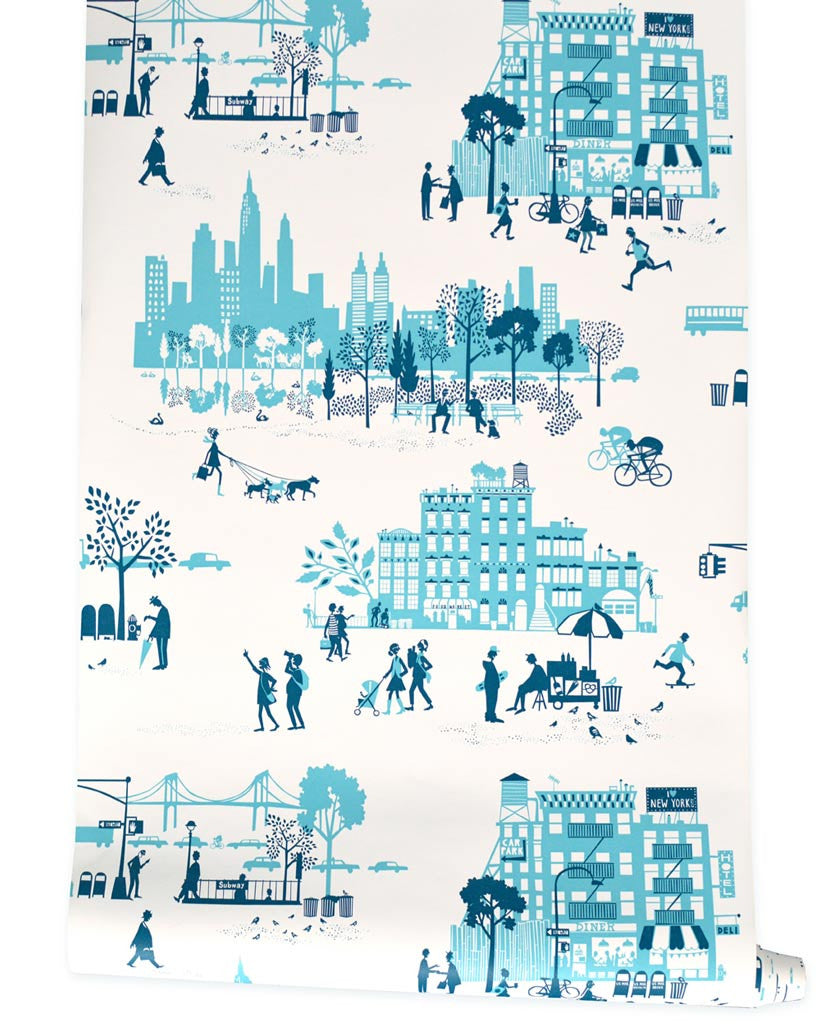 Manhattan Skyline Wallpaper Blue