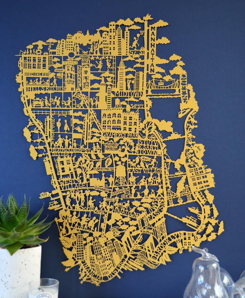 New York City Paper Cut Map Limited Edition Gold