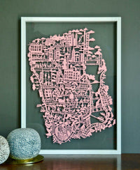 New York City Paper Cut Map Pink