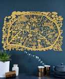 Limited Edition Paper Cut map of Paris in a beautiful Gold paper