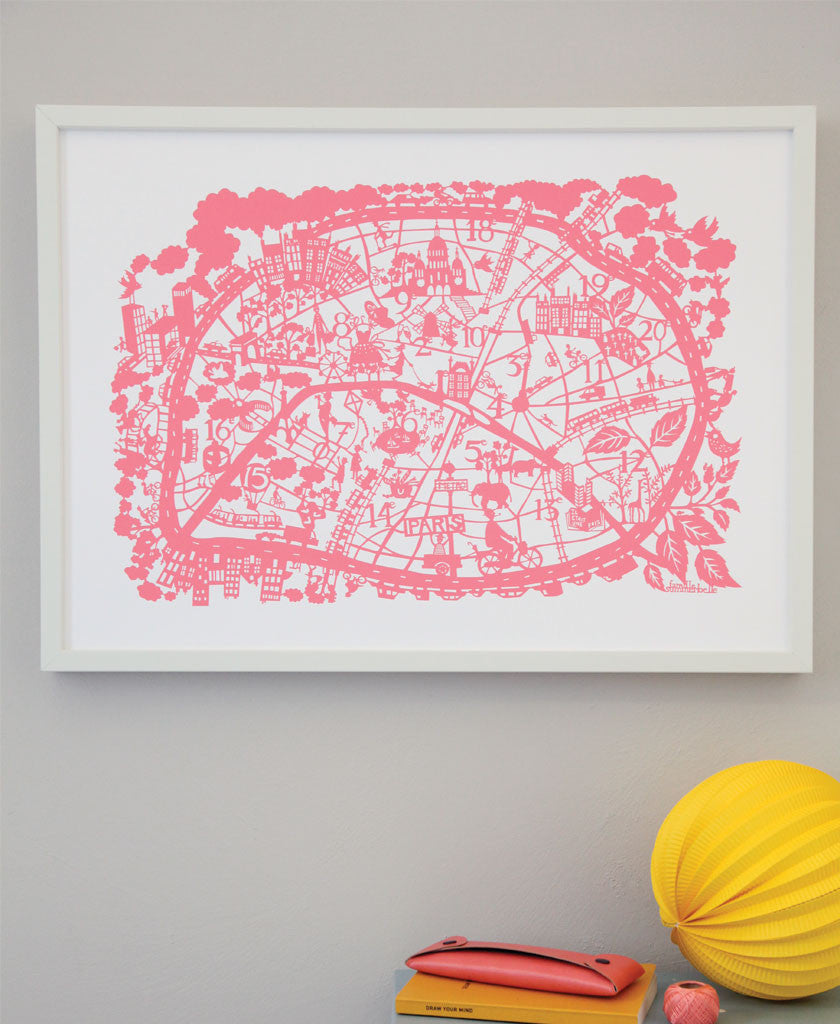 Famille Summerbelle Online Gift Store, papercuts, Paintings Germany  Paris Map Print