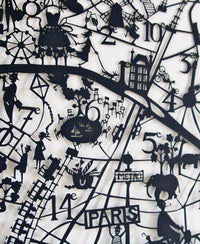 Paris Map Paper Cut Detail Black