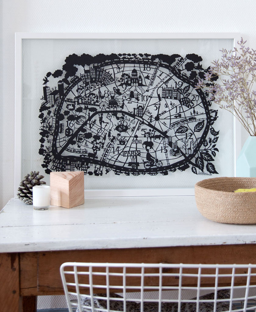 Paris Map Paper Cut Pink