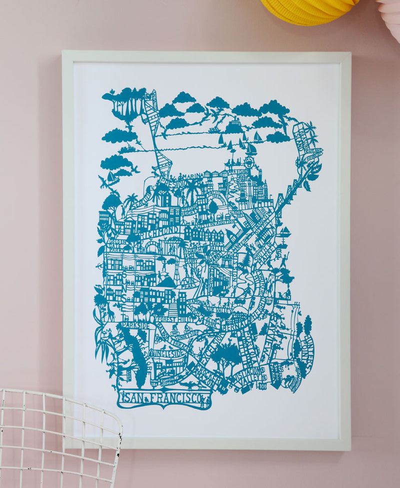 Famille Summerbelle Online Gift Store, papercuts, Paintings Germany  San Francisco Map Print