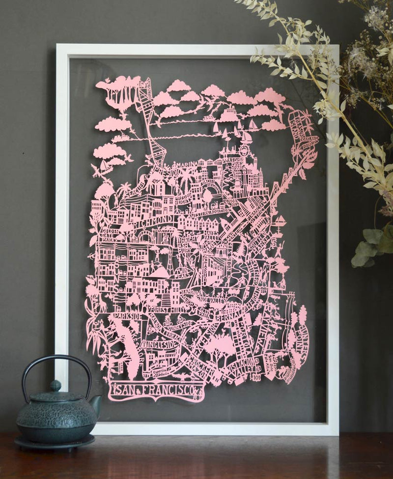 San Francisco Paper Cut Map Pink