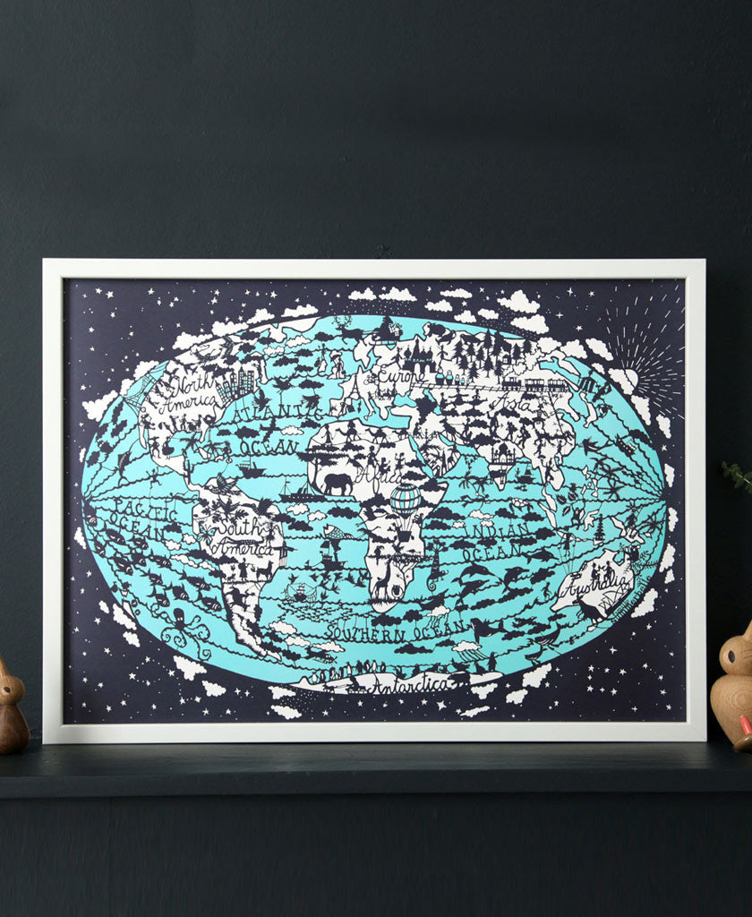 Famille Summerbelle Online Gift Store, papercuts, Paintings Germany World Map Print