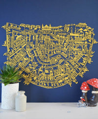 Amsterdam Limited Edition paper cut map in gold